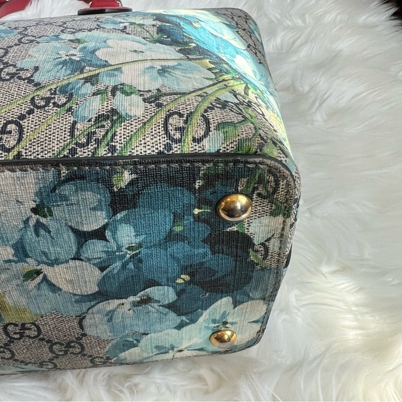 Gucci GG Supreme Blossoms Floral Red Tote Shoulder Bag - Picture 12 of 16